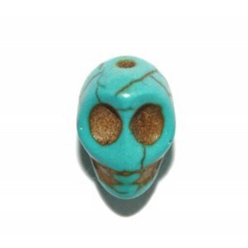 Perle tête de mort turquoise 10 mm x 10 