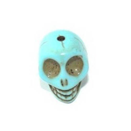 Perle tête de mort 22 mm howlite turquoise x 1 