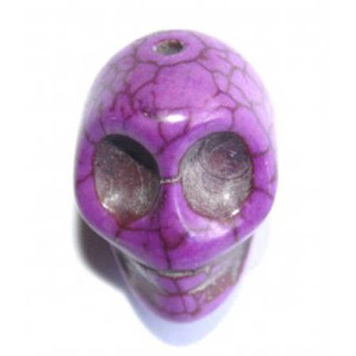 Perle tête de mort 18 mm howlite violette x 1 