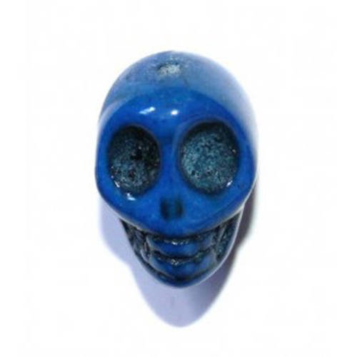  perle tête de mort 18 mm howlite bleu marine vernis x 1 