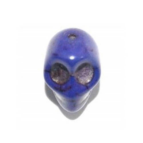  perle tête de mort 18 mm howlite violet bleu x 1 