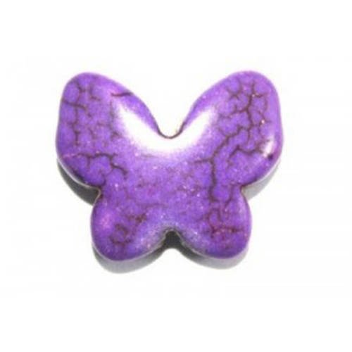 Perle papillon en howlite violette 17x20 mm x 1 