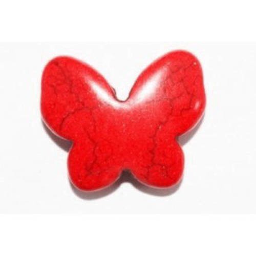  perle papillon en howlite rouge 17x20 mm x 1 