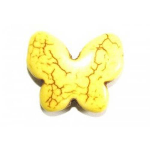  perle papillon en howlite jaune 17x20 mm x 1 