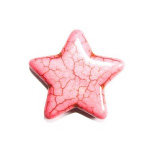 Perle étoile en howlite rose 29 mm x 1 