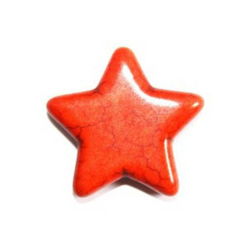 perle étoile en howlite orange 29 mm x 1 