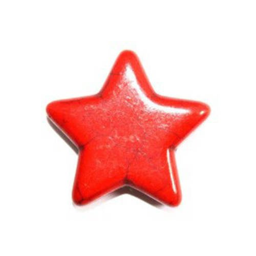 perle étoile en howlite rouge 29 mm x 1 