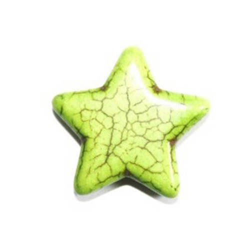 Perle étoile en howlite verte 29 mm x 1 