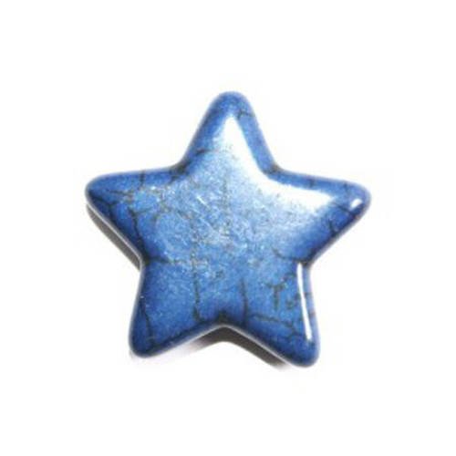 Perle étoile en howlite bleue marine 29 mm x 1 