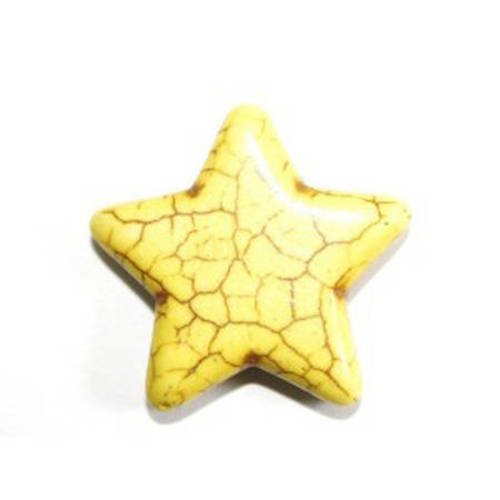  perle étoile en howlite jaune 29 mm x 1 