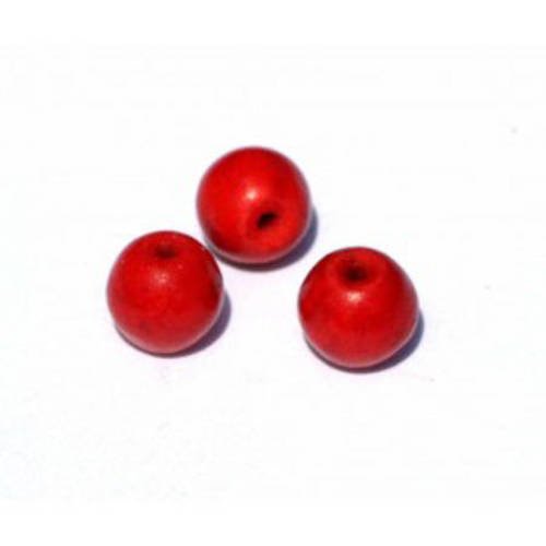  perle ronde rouge en howlite 8 mm x 15 