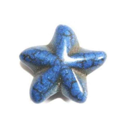  perle fleur en howlite bleue marine 18 mm x 1 