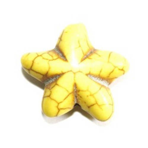  perle fleur en howlite jaune18 mm x 1 