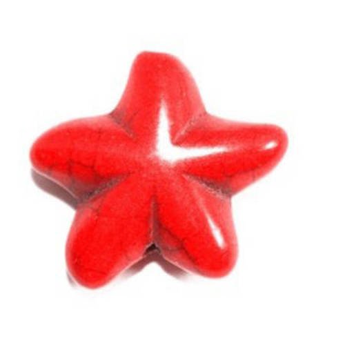 Perle fleur en howlite rouge 18 mm x 1 