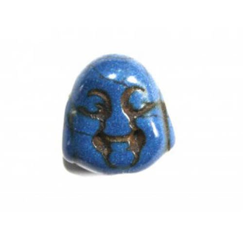 Perle bouddha 14x13 mm howlite bleu marine x 1 