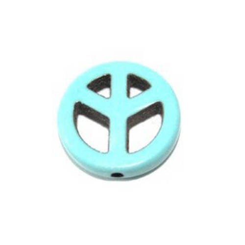 Perle peace & love 15 mm  turquoise x 3 