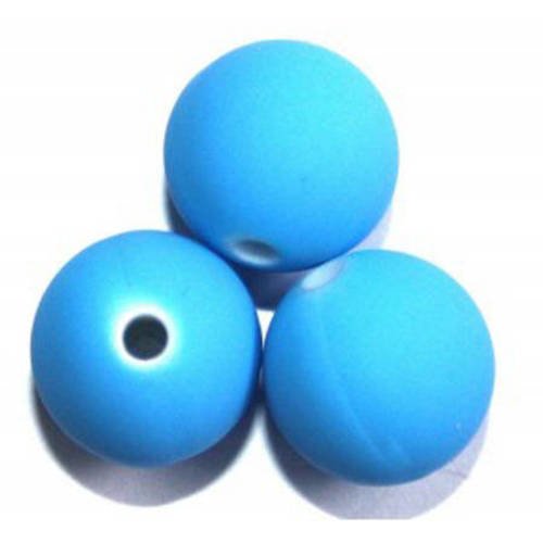 Perle ronde satin bleue 8 mm x 10 