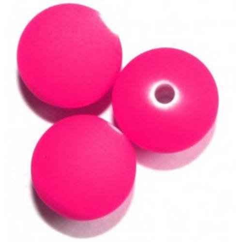 Perle ronde satin rose fluo 12mm x 5 