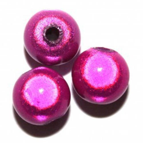 Perles magiques ronde  fuchsia 16 mm x 2 