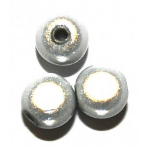 Perles magiques ronde 10 mm grise x 10 