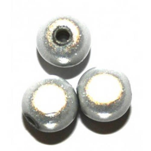  perles magiques ronde 8 mm gris clair x 10 