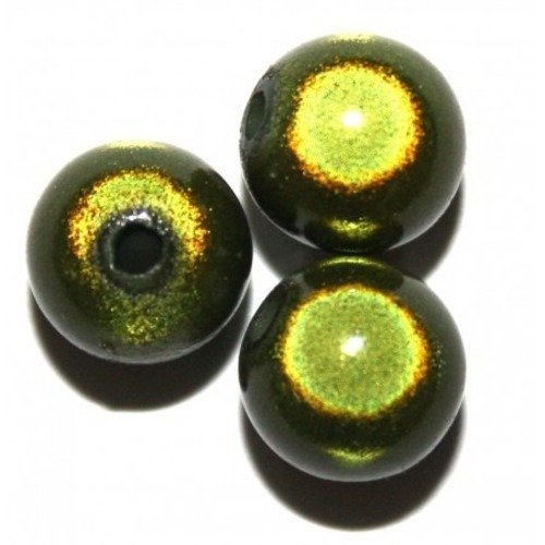 Perles magiques ronde 6 mm verte x 25 