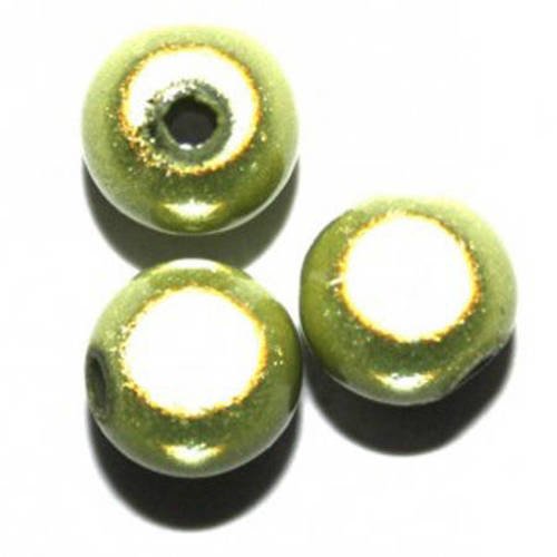  perles magiques ronde 6 mm vert olivine x 25 