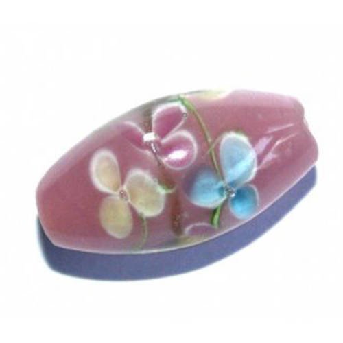  perle fleurie olive baroque 20x11 mm rose x 1 