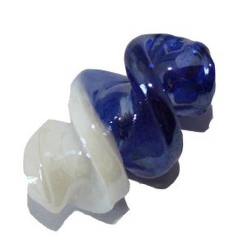   perle torsade en verre 28 x 16 mm bleu/blanc x 1 