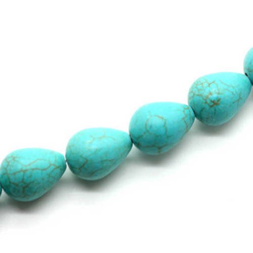  perle goutte howlite turquoise 14x12 mm x 1 