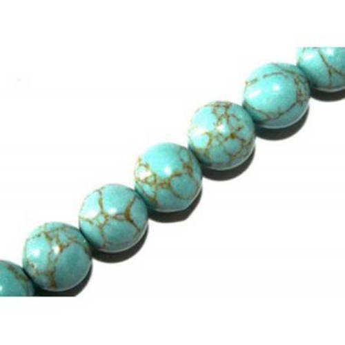 Perle ronde howlite turquoise 12 mm x 2. 