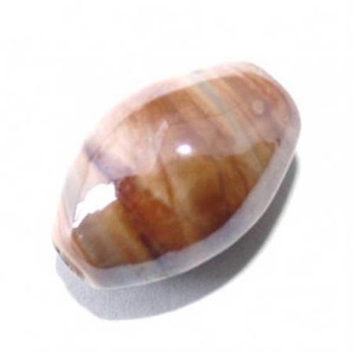  perle olive  irisée 19x12 mm marron x 1 