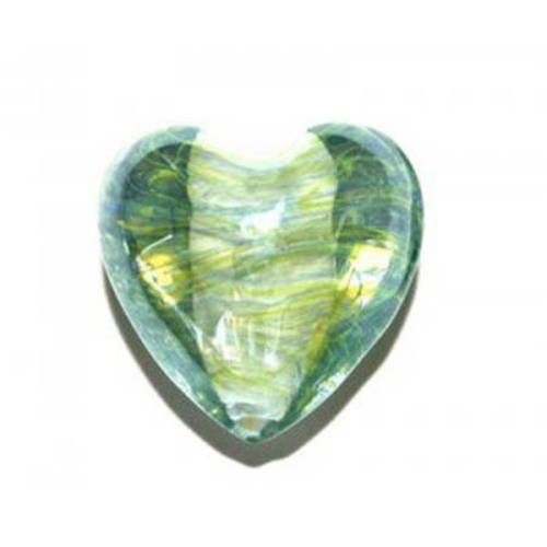 Perle en verre cœur 20 mm vert x 1 