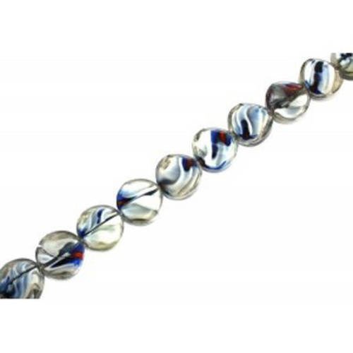  perle en verre bombée 18 mm bleue x 1 