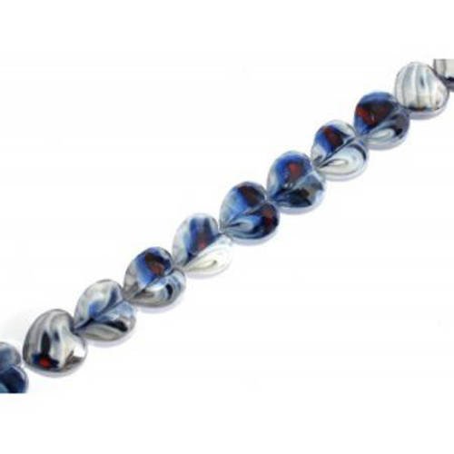  perle en verre coeur 16 mm bleue x 1 
