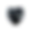  perle en verre cœur 20 mm noir irisé x 1. 
