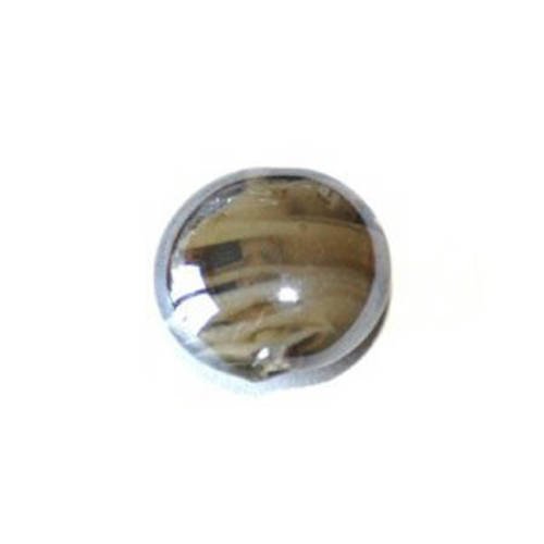 Perle en verre bombée 16 mm grise x 2. 