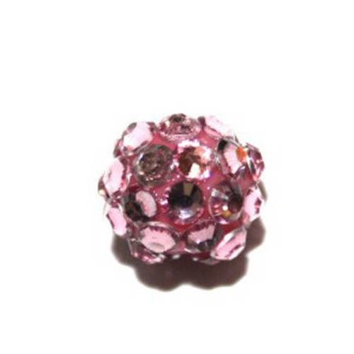 Perle shamballa rose irisée 12 mm  x 3 