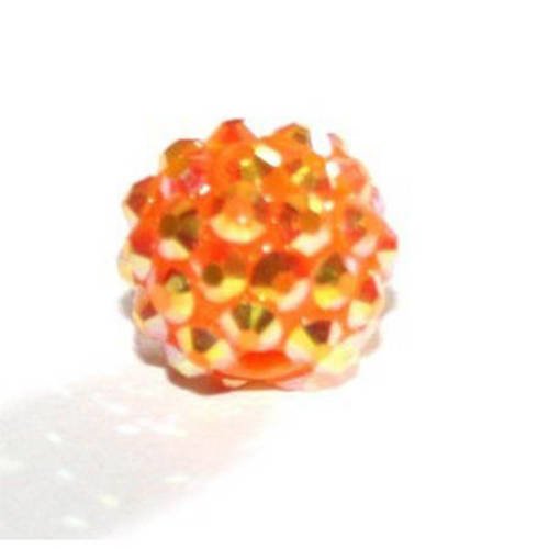 Perle shamballa orange irisée 12 mm  x 3 