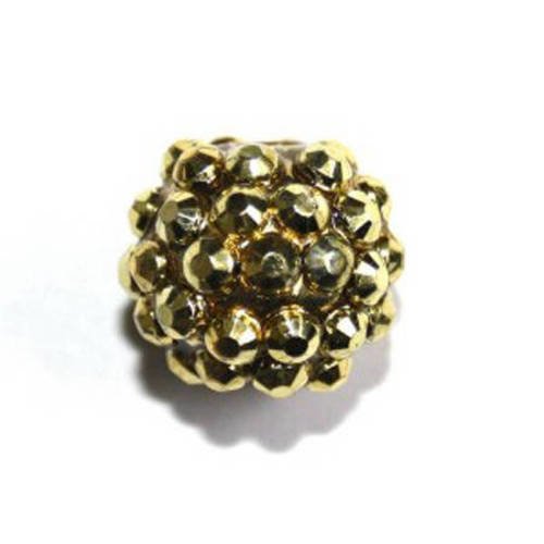 Perle shamballa dorée 14mm x 1 