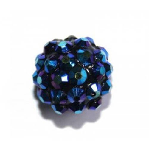 Perle shamballa bleu 14mm x 1 