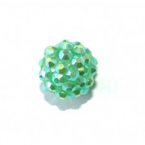 Perle shamballa verte irisée 14 mm x 1 