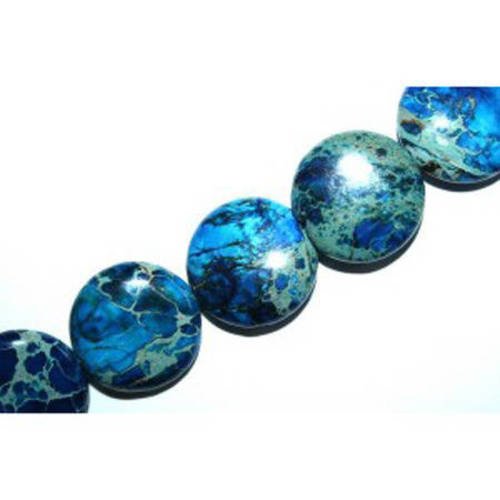 Perle ronde jaspe impérial bleu 20x6.5 mm x 1