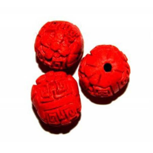 Soucoupe bombée gravée 17x9 mm cire moulée rouge x 3 