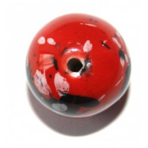 Perle ronde en céramique 10 mm rouge x1 