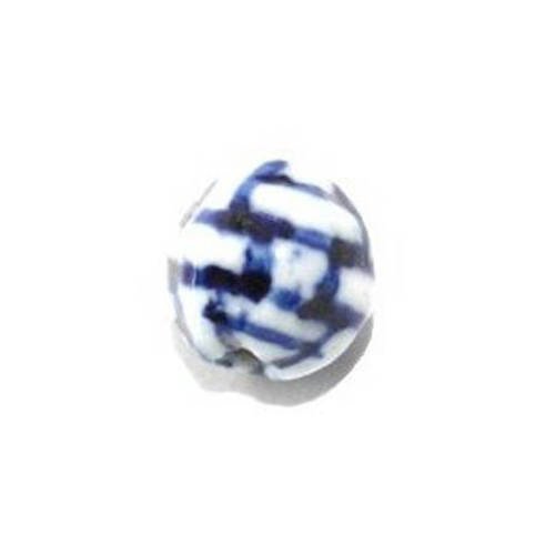 Perle ronde 9.3 mm blanche et bleue x 1 