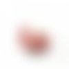 Perle ronde plate en porcelaine 12x9 mm blanc/rouge x 2 