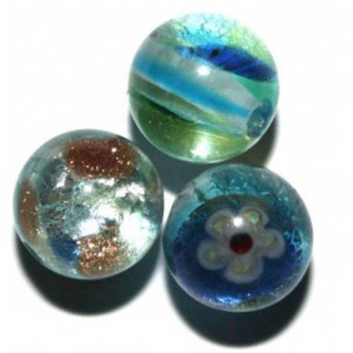 Perle en verre ronde 8 mm aquamarine x 5 