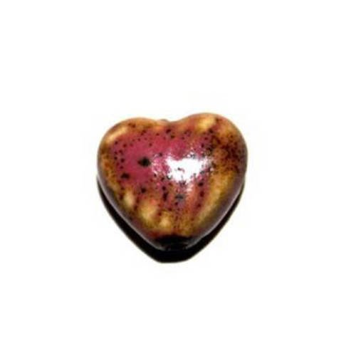  perle cœur en céramique 18,5 mm rose x 2 