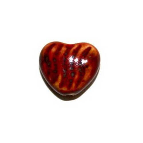 Perle cœur en céramique 18,5 mm rouge x 2 